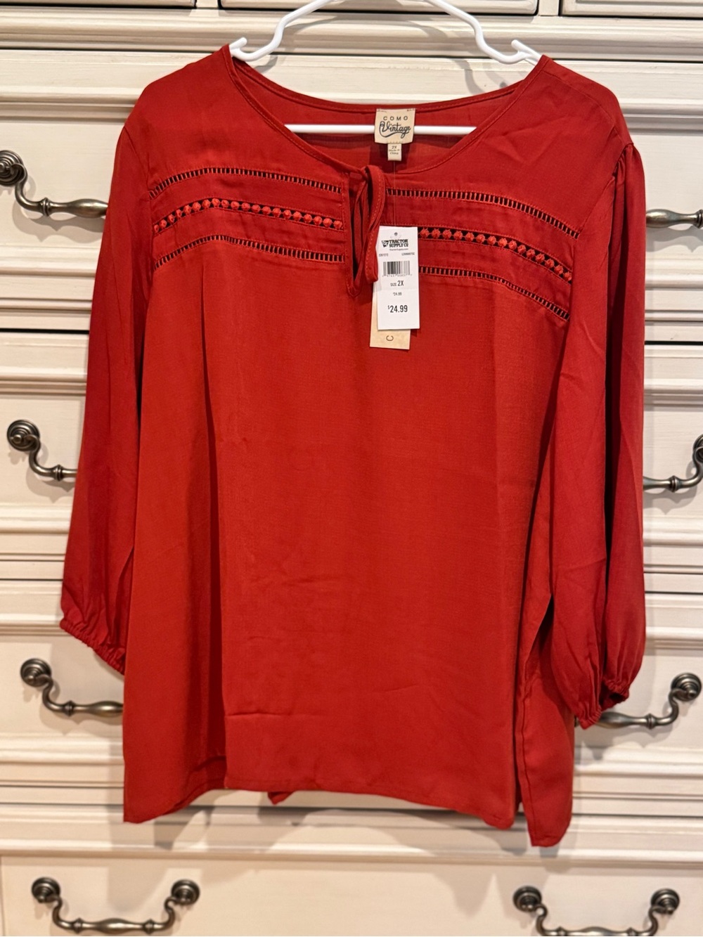 Women's Burnt Orange Peasant Blouse